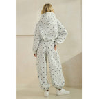 Polka Dot Bubble Hem Knit Hoodie