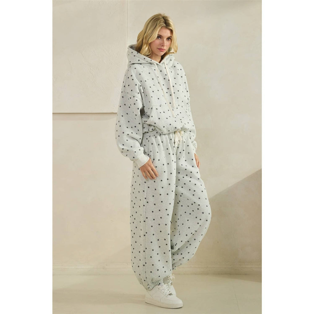 Polka Dot Bubble Hem Knit Hoodie