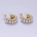 Gold Filled Triple Pearl Lined Hoops