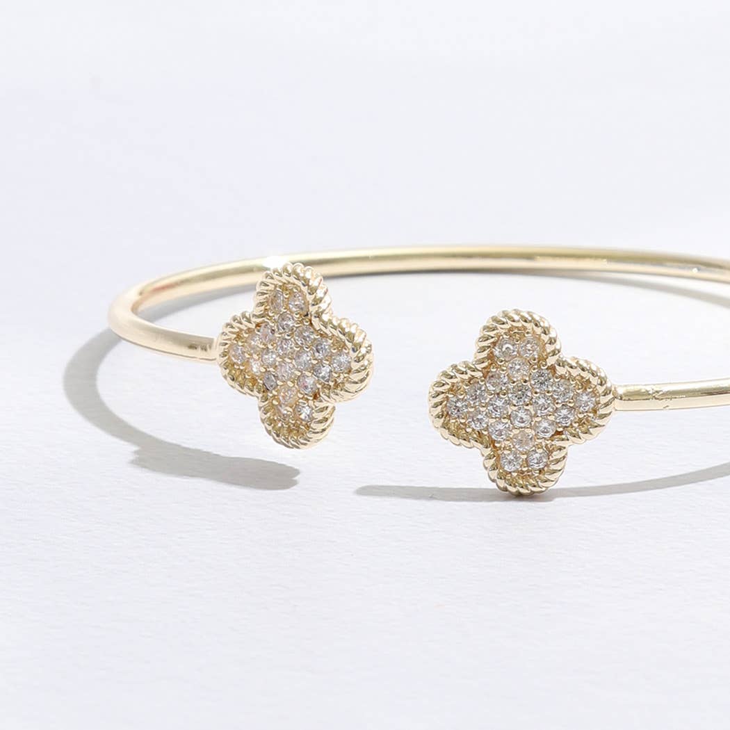Gold CZ Clover Bracelet