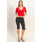 Bright Red Cropped Cardigan
