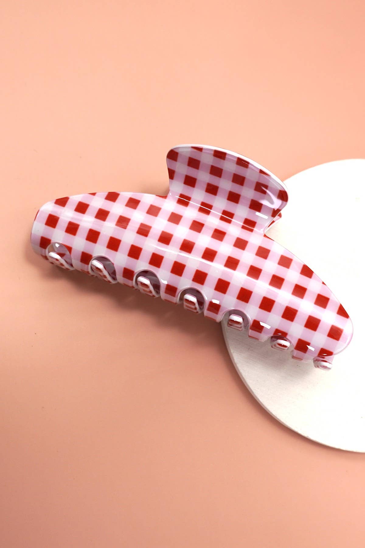 Pink Plaid Claw Clip