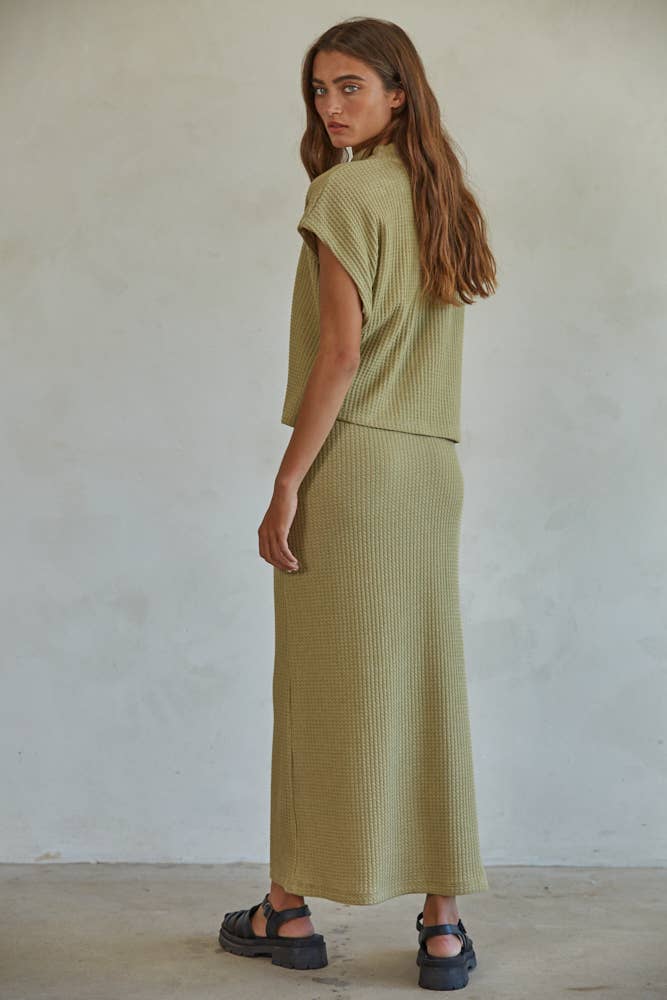 Knit Mock Neck Top:Pumpkin