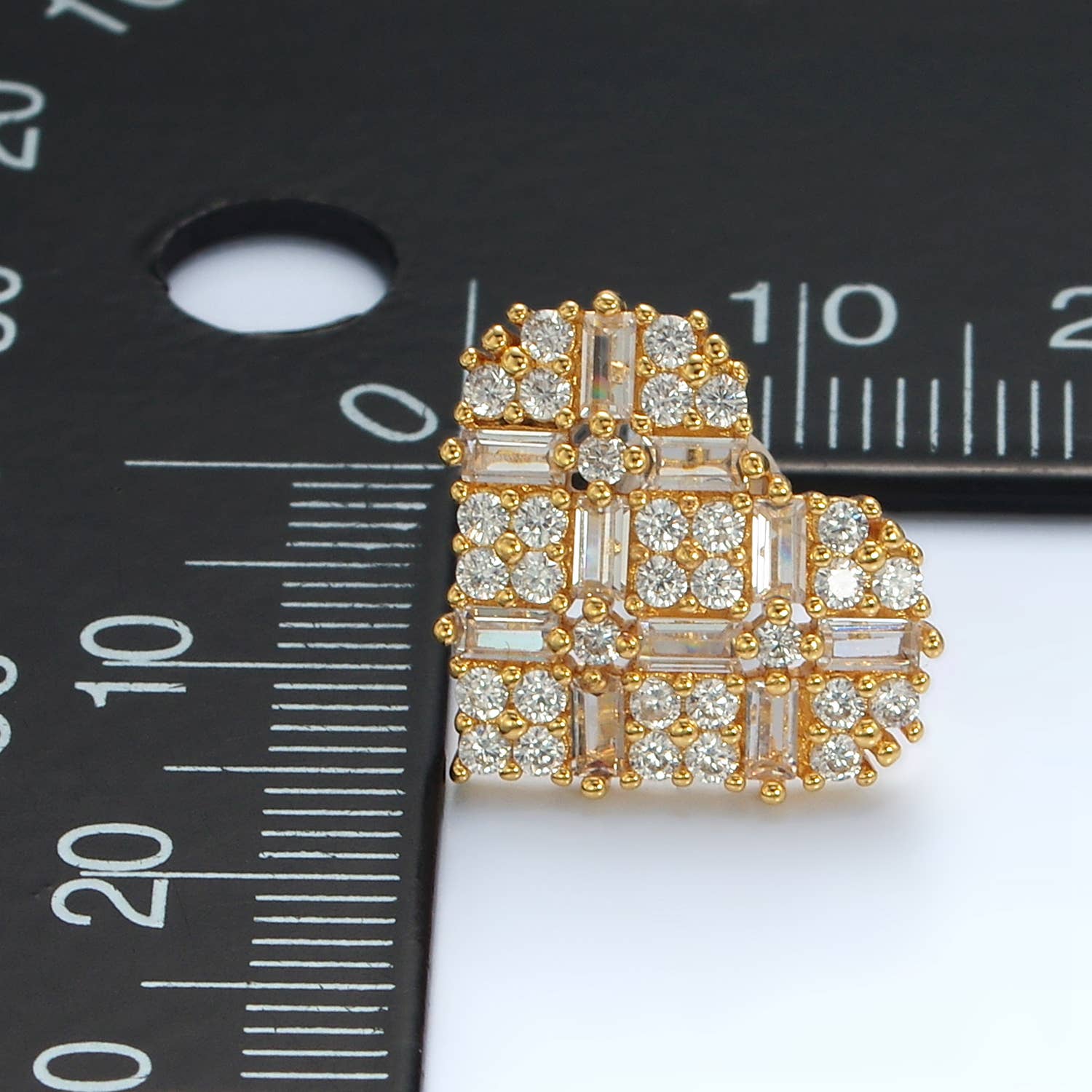 Baguette CZ Heart studs