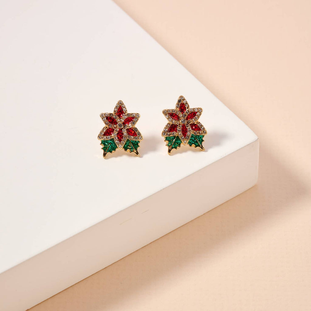 Christmas Holly Studs