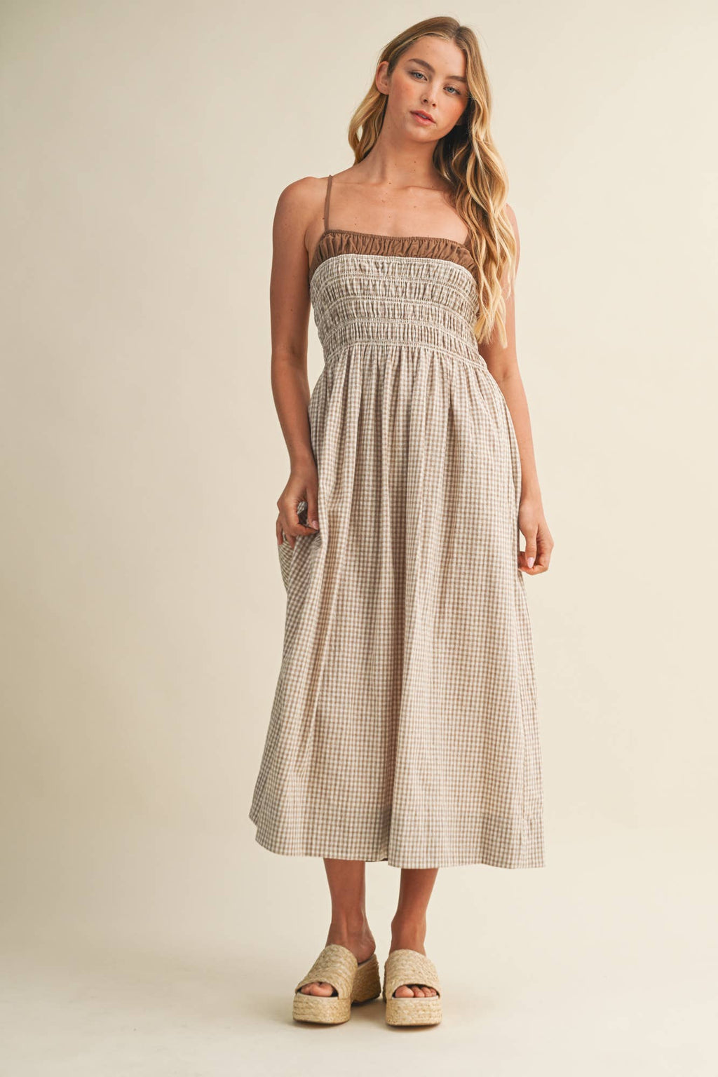 GINGHAM DRESS: COCONUT SHELL