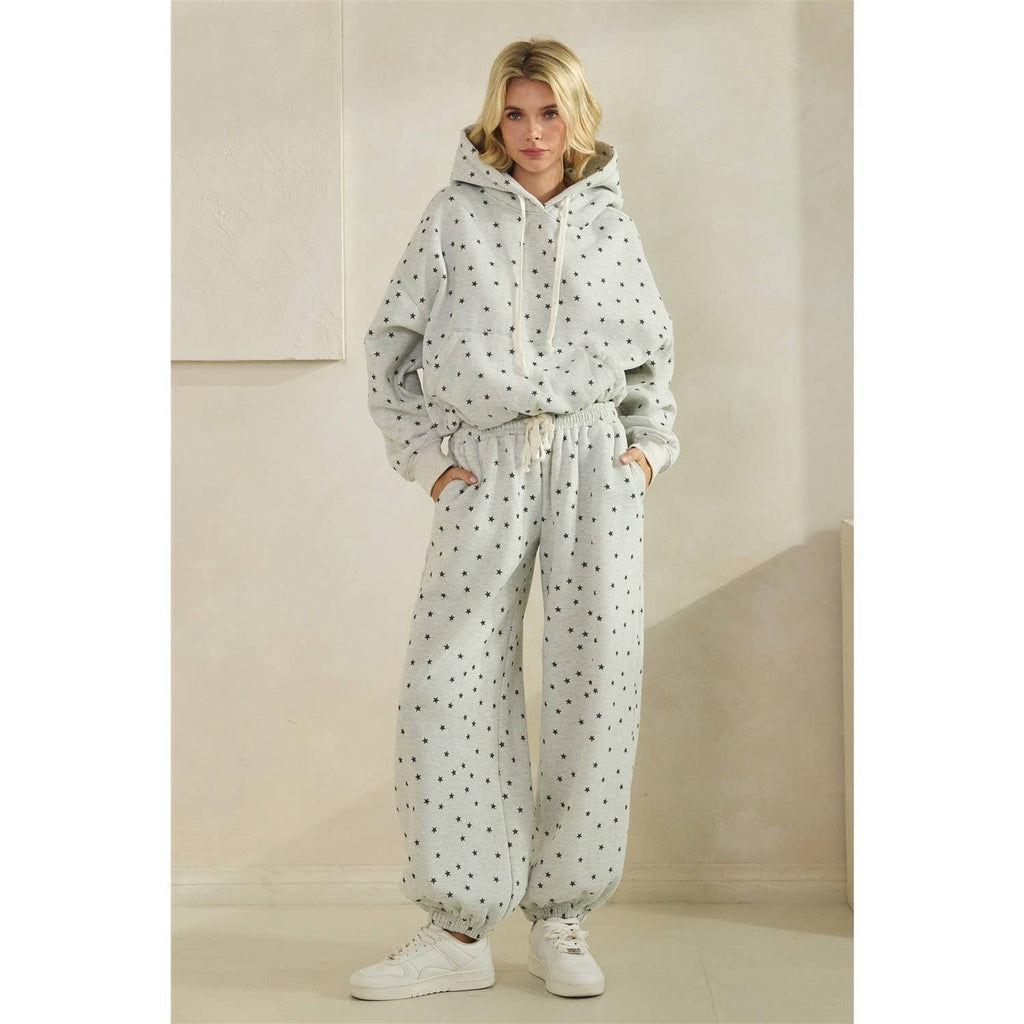 Polka Dot Bubble Hem Knit Hoodie