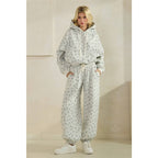 Polka Dot Bubble Hem Knit Hoodie