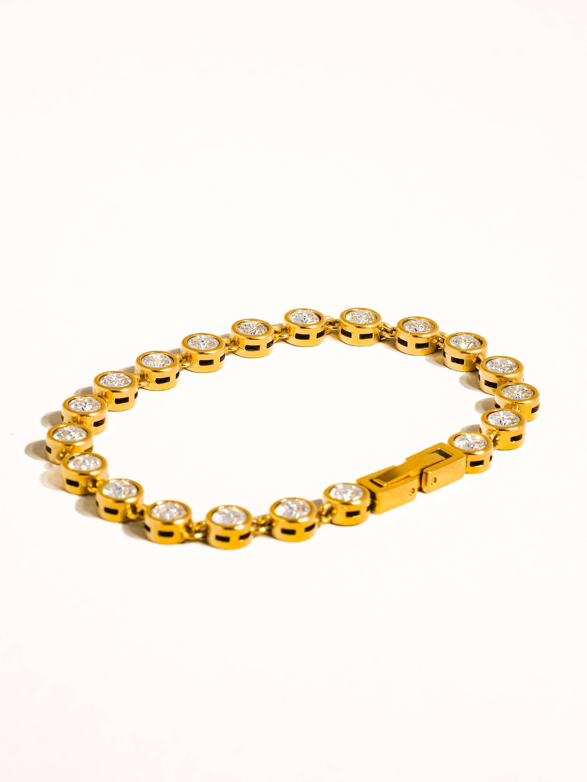 Amity Non-Tarnish Round Rhinestone Bracelet