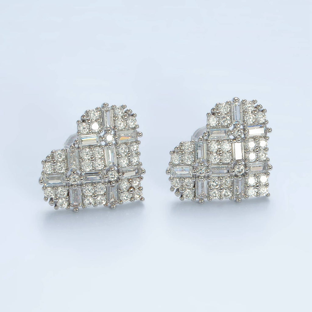 Baguette CZ Heart studs