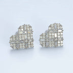 Baguette CZ Heart studs