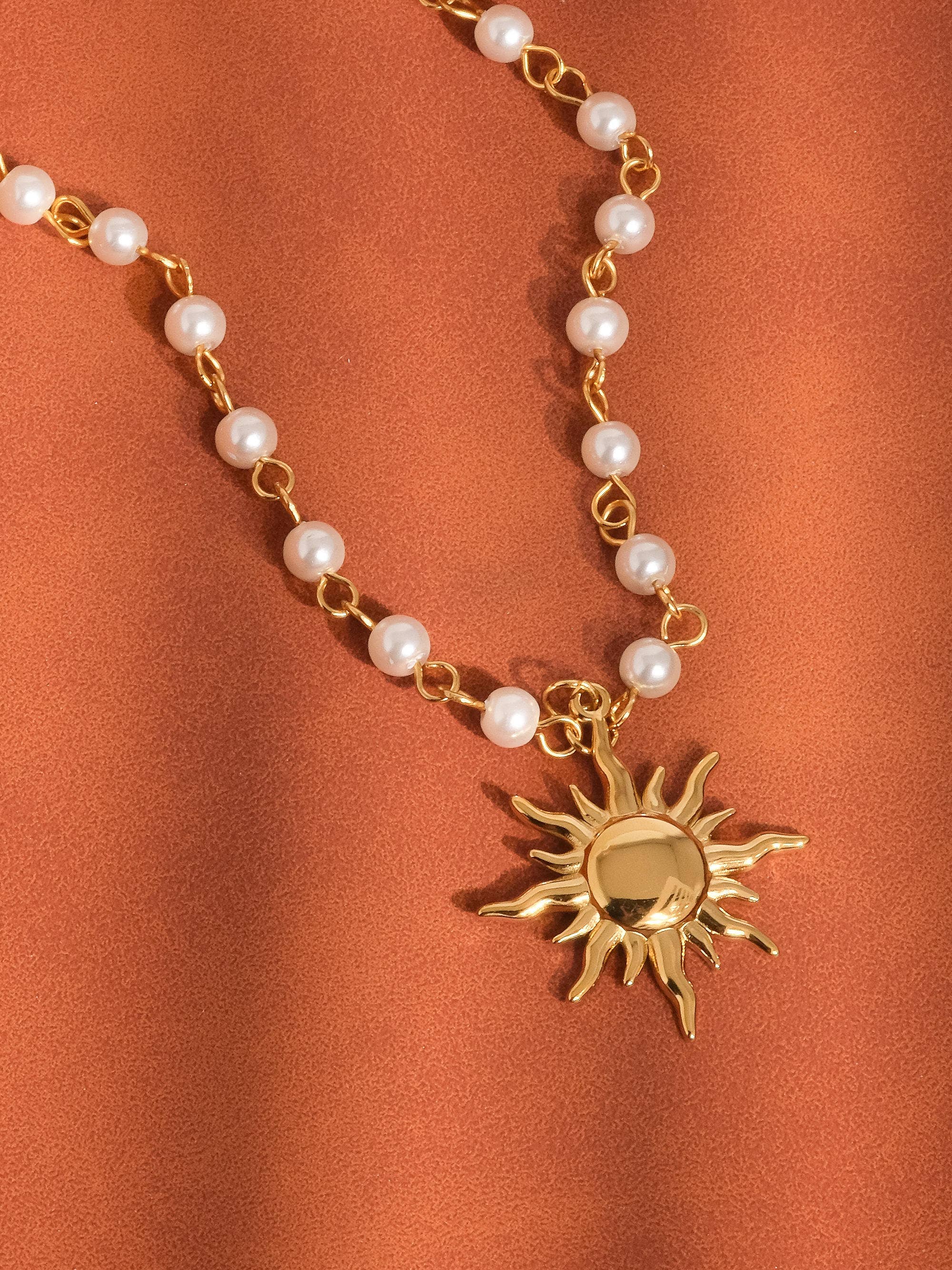 Non-Tarnish Sun Beaded Necklace