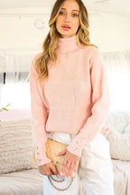 Pearl Button Knitted Sweater:Red