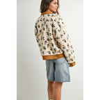 Floral Collared Button-Down Jacket