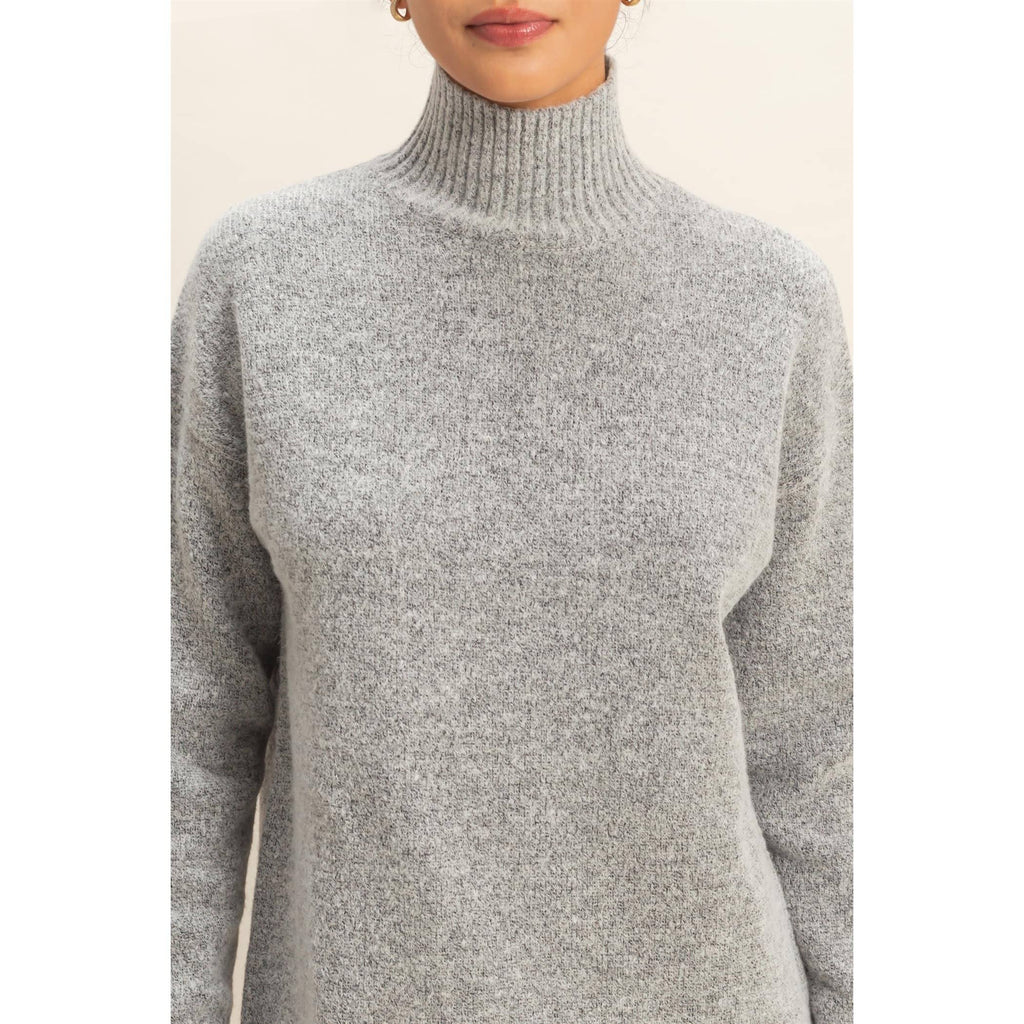 High Neck Sweater Mini Dress: Red