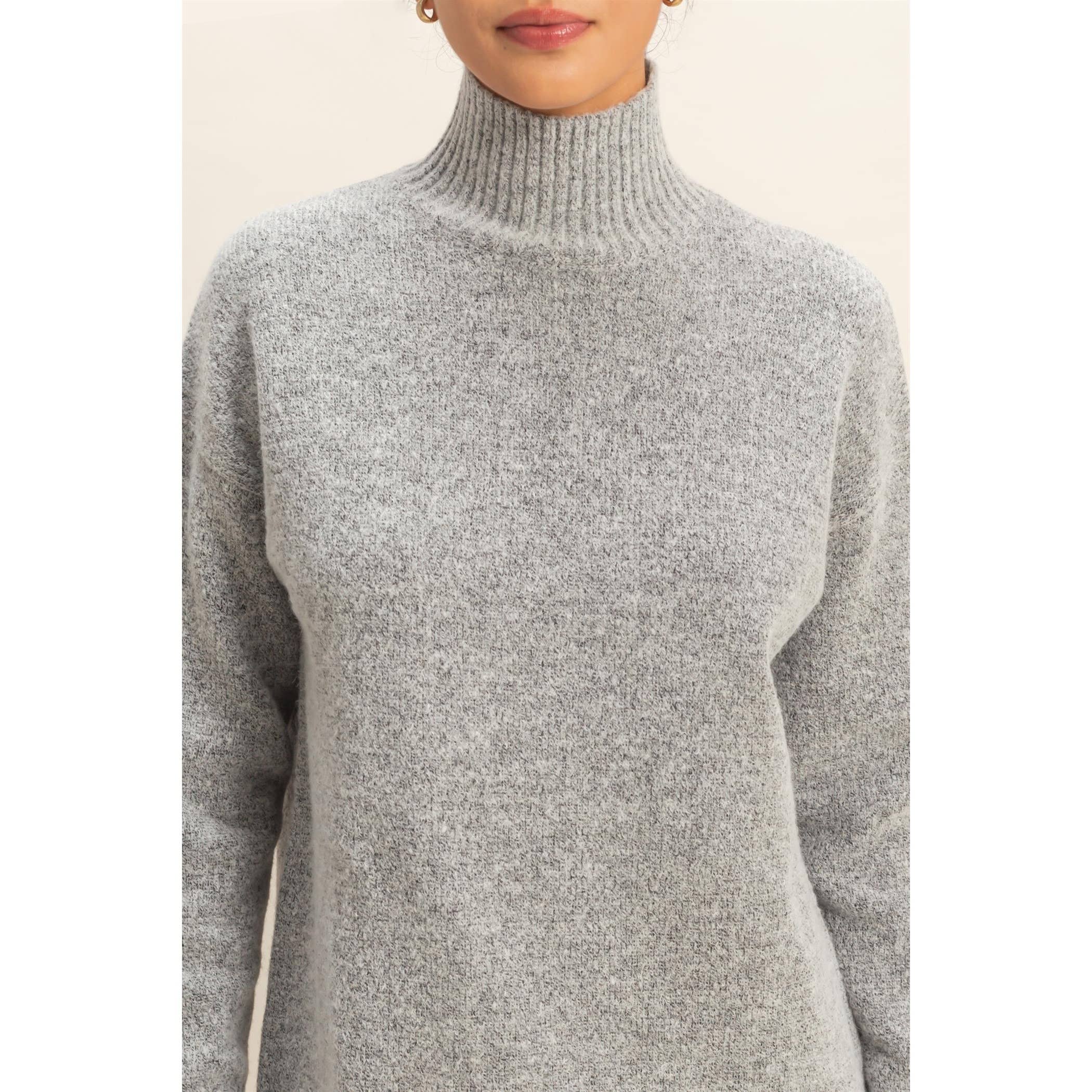 High Neck Sweater Mini Dress: Red