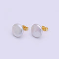 24K Gold Filled Pearl Round Studs