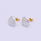 24K Gold Filled Pearl Round Studs