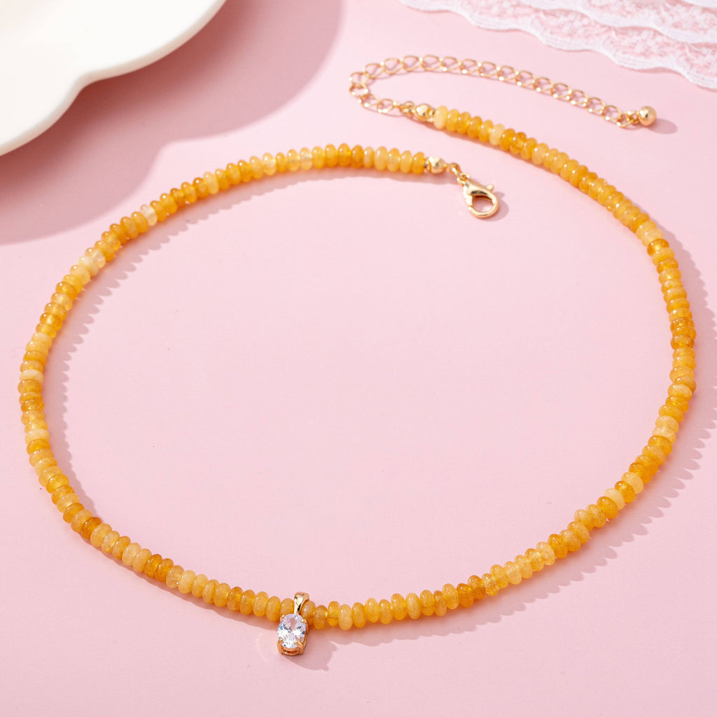 Orange Natural Semi Stone Charm Necklace