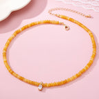 Orange Natural Semi Stone Charm Necklace