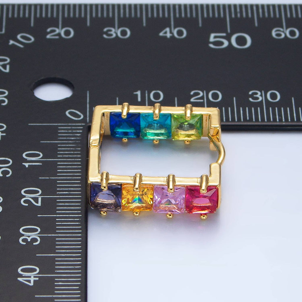 Gold Filled Multicolor Square Hoops