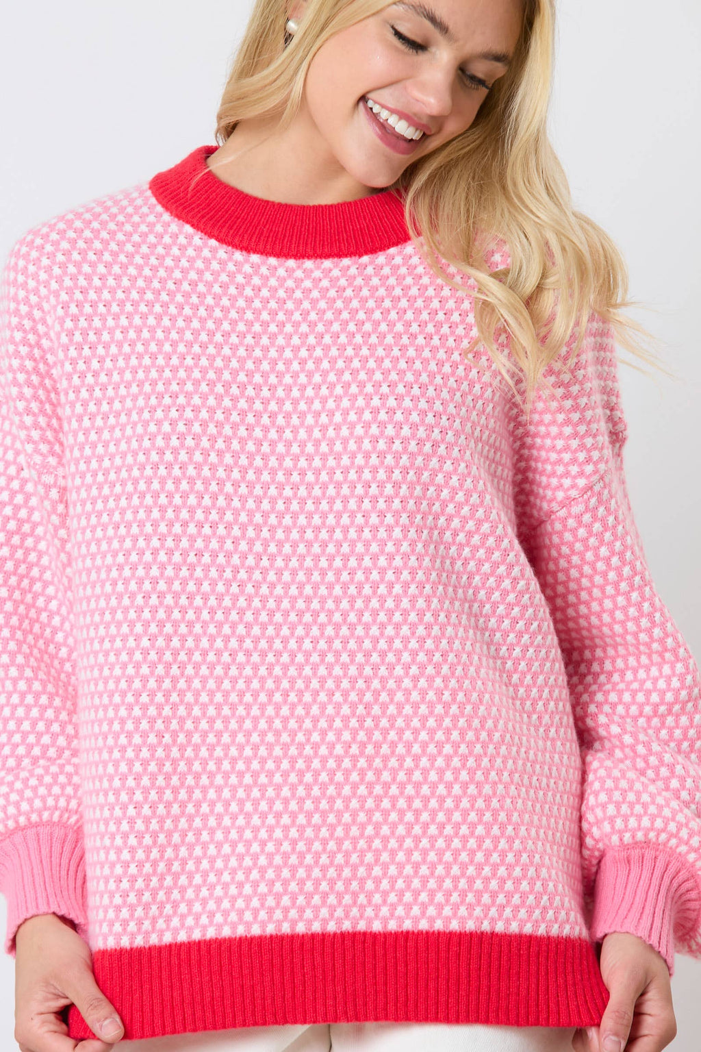 Pink & Red Cable Sweater