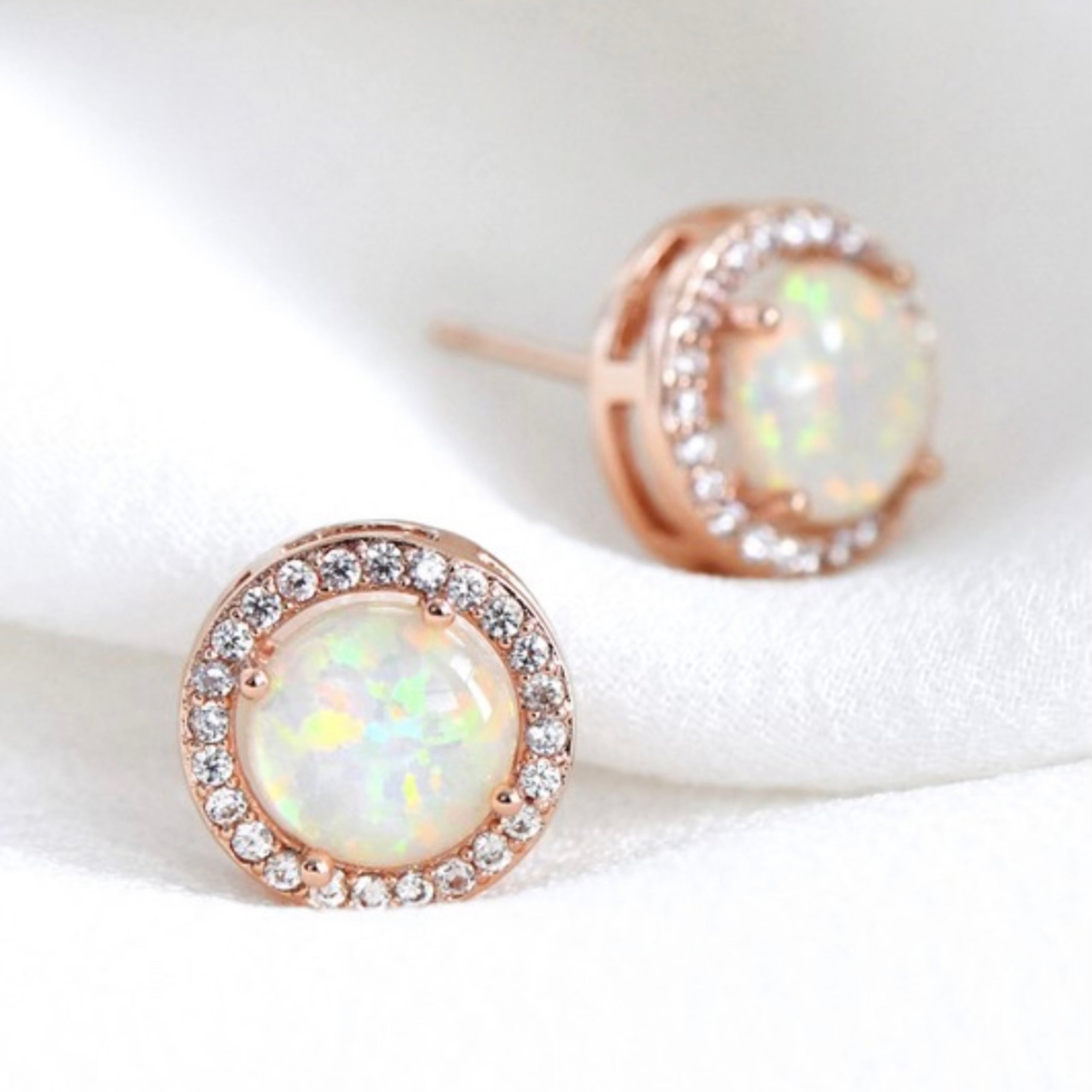 Round Opal Studs