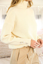 Pearl Button Knitted Sweater:Red