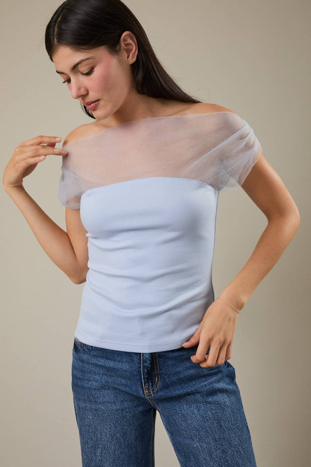 MESH CLOUD DRAPE TOP