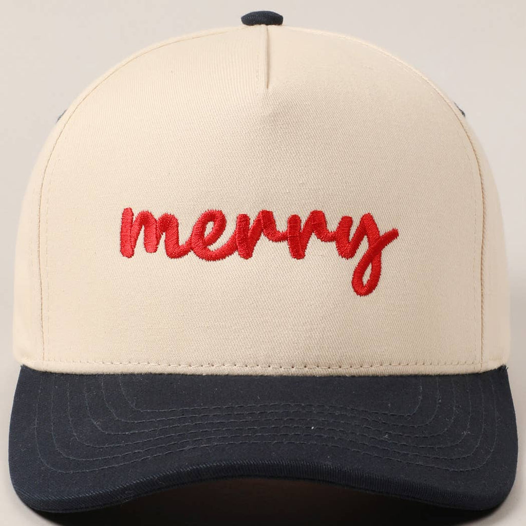 Merry embroidery hat