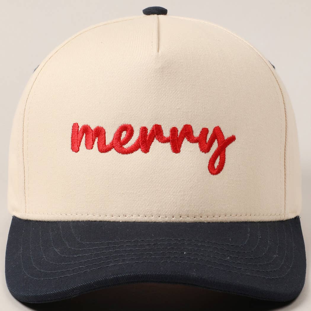 Merry embroidery hat