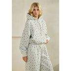 Polka Dot Bubble Hem Knit Hoodie