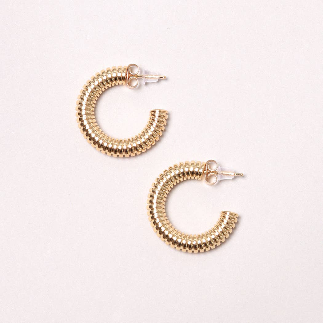 14K Gold-Dipped Textured Hoops