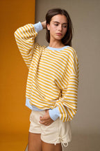 Striped Relaxed Fit Pullover: Yellow