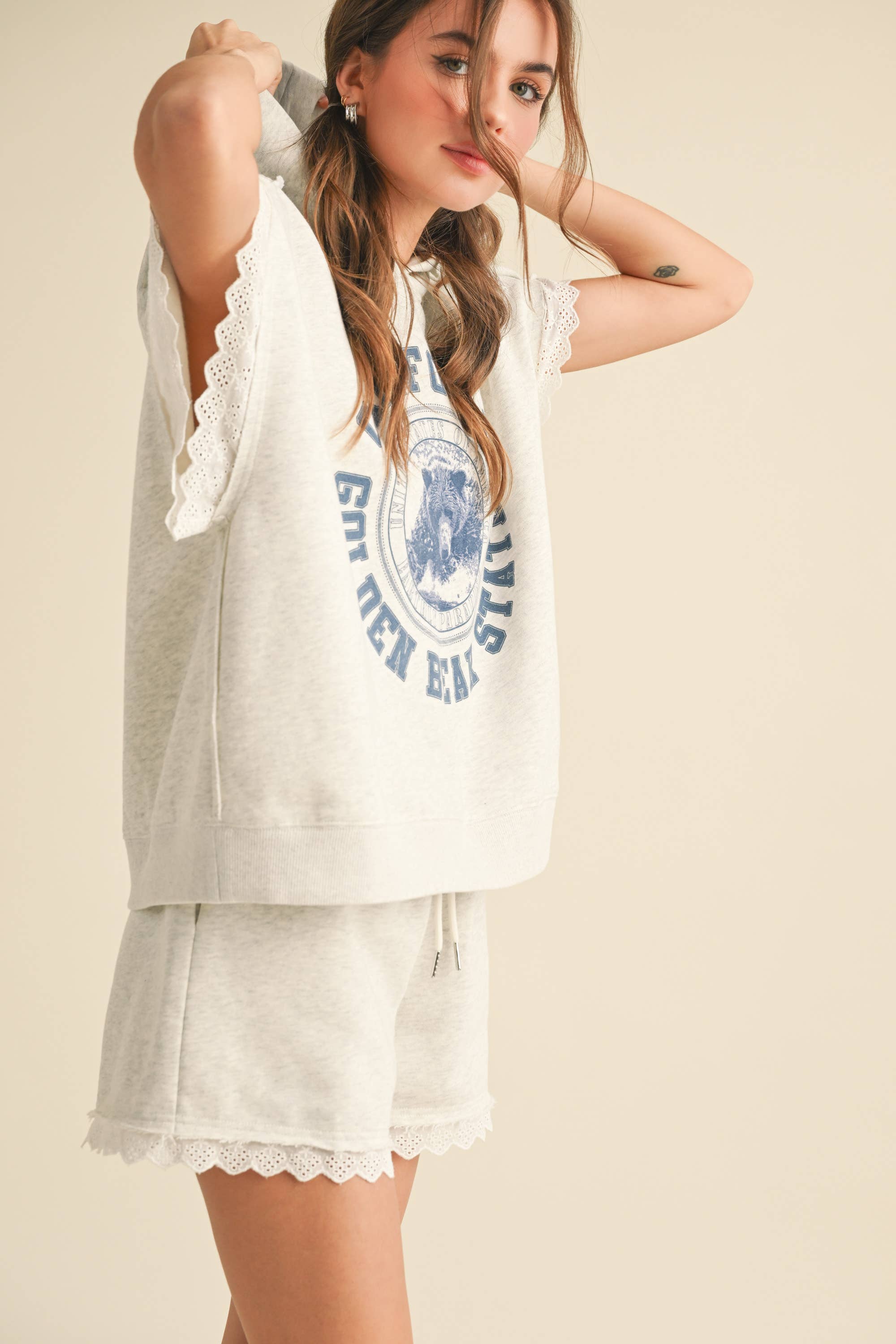 Cali Lace Pullover Top & Shorts Set