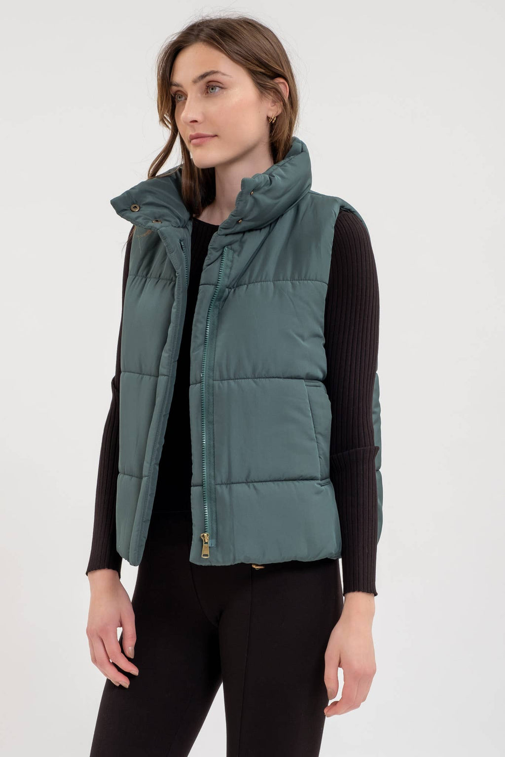 On the Go Green Puffer Vest