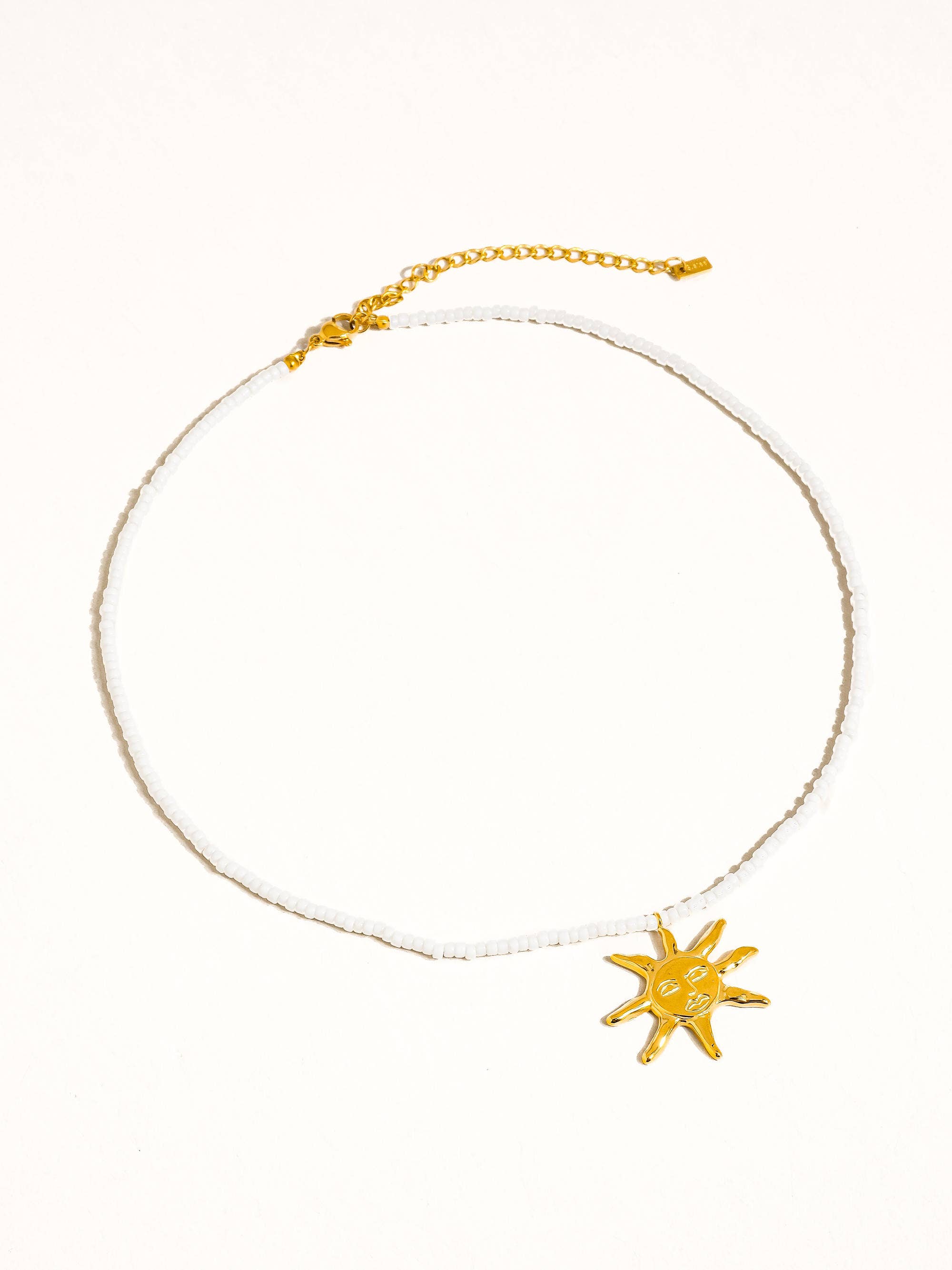 18k Non-Tarnish Sun Beaded Necklace