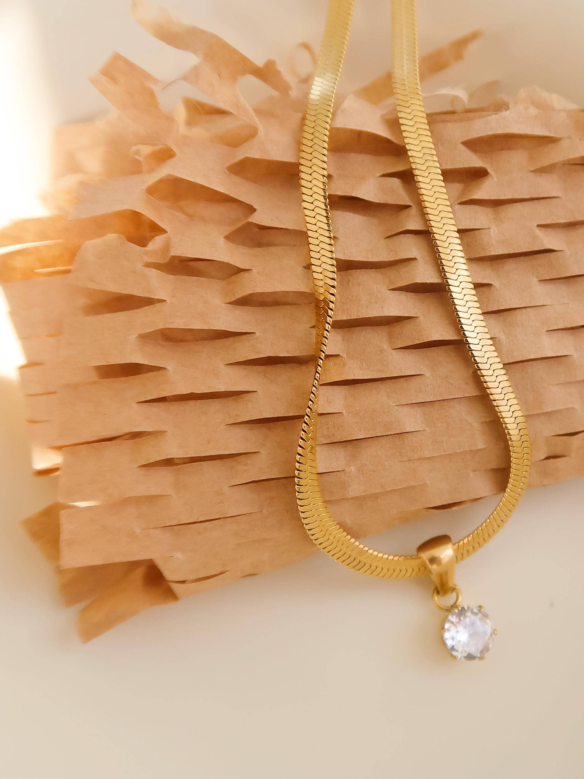 Blanc Non-Tarnish CZ Snake Chain Necklace
