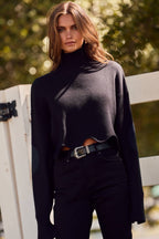 Ribbed Knit Cropped Turtleneck Sweater