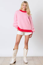 Pink & Red Cable Sweater