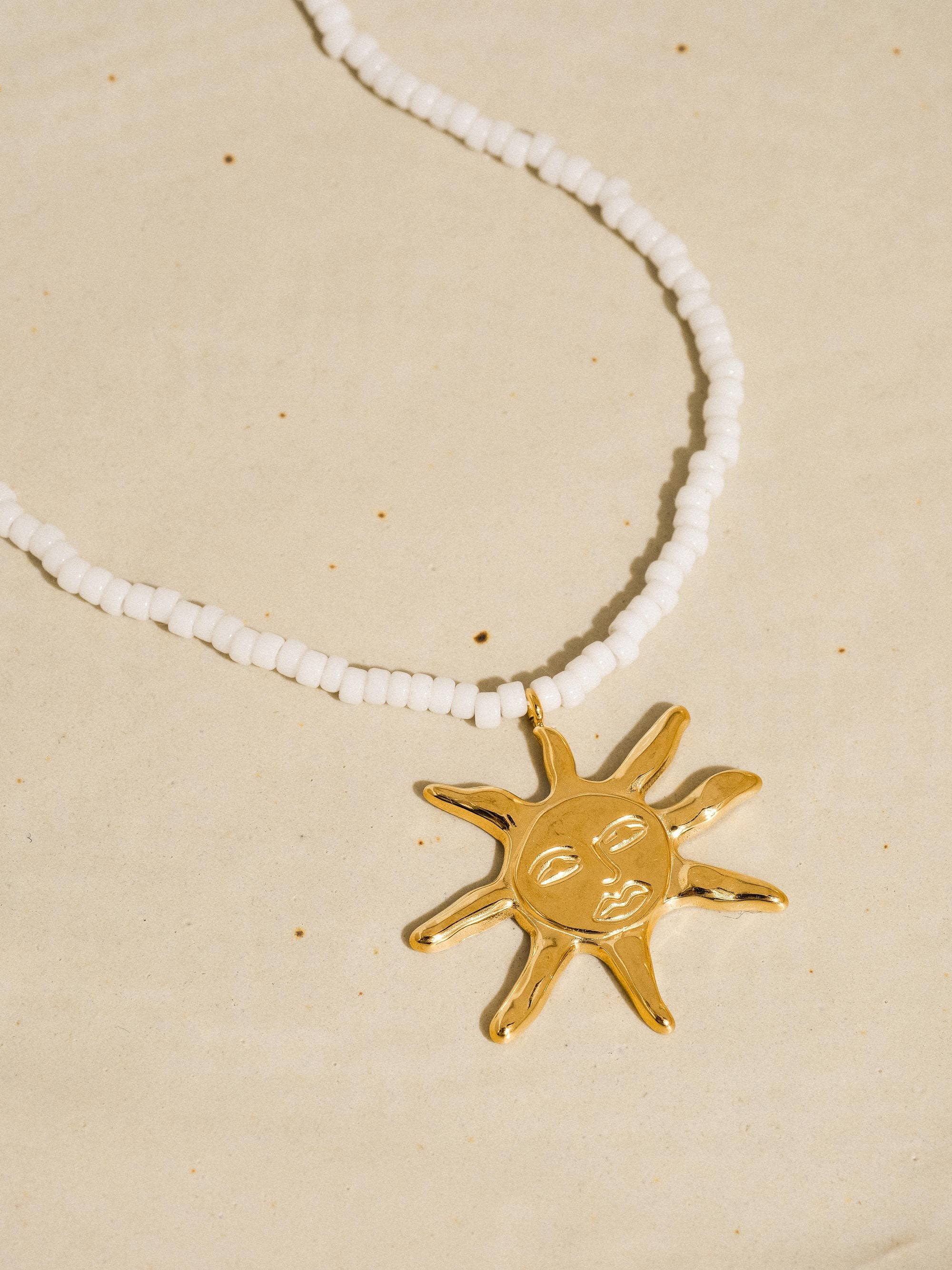 18k Non-Tarnish Sun Beaded Necklace