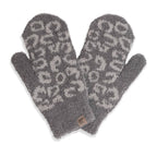 Winter Leopard Print Flush Mittens