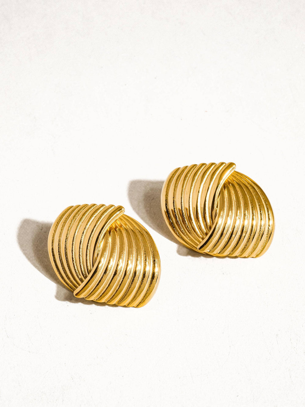 Athens Non-Tarnish Wavy Stud Earrings