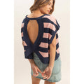Striped Open Back Top: BLUSH & NAVY