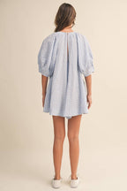 GINGHAM ROMPER: BABY BLUE