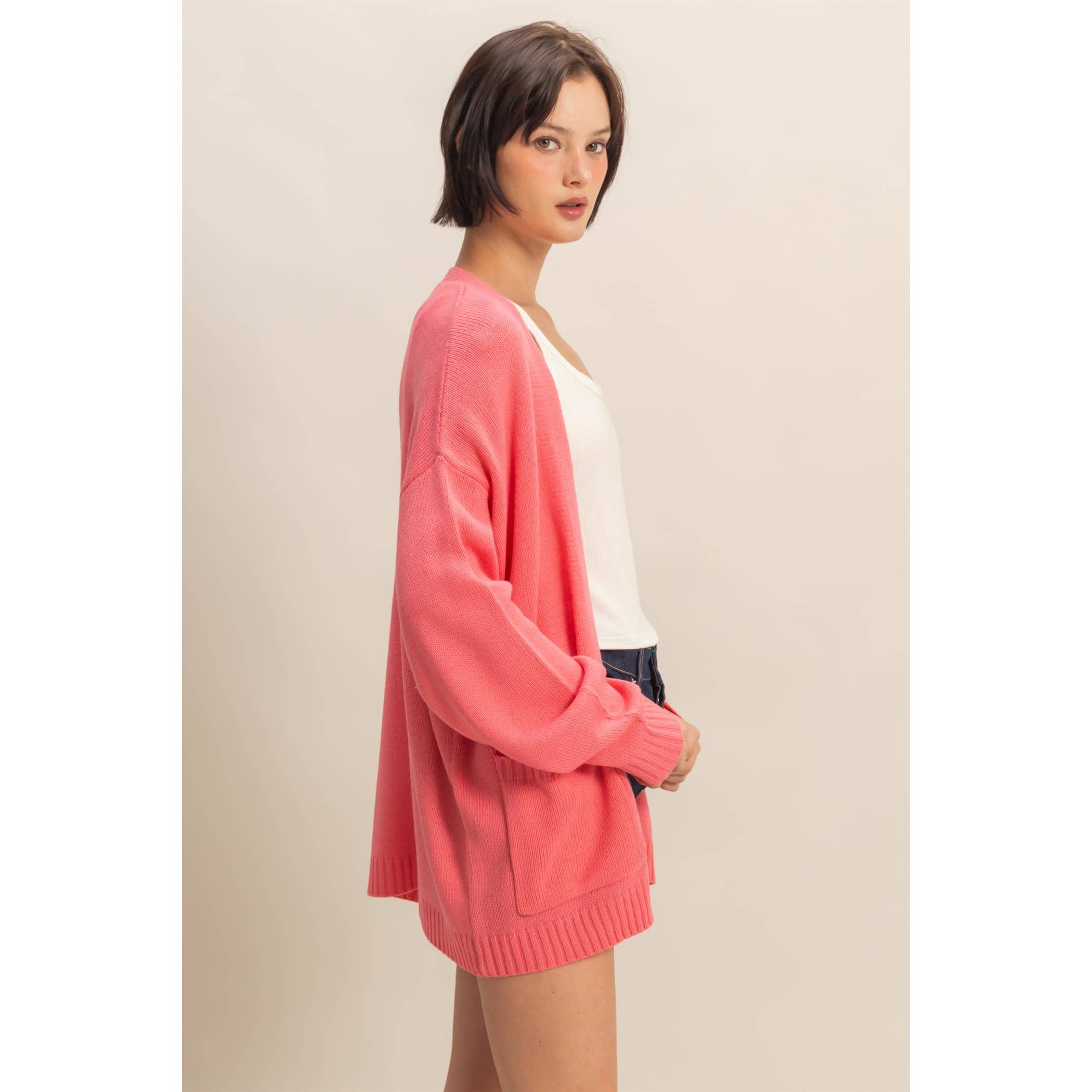 Oversized Cardigan Sweater: PINK