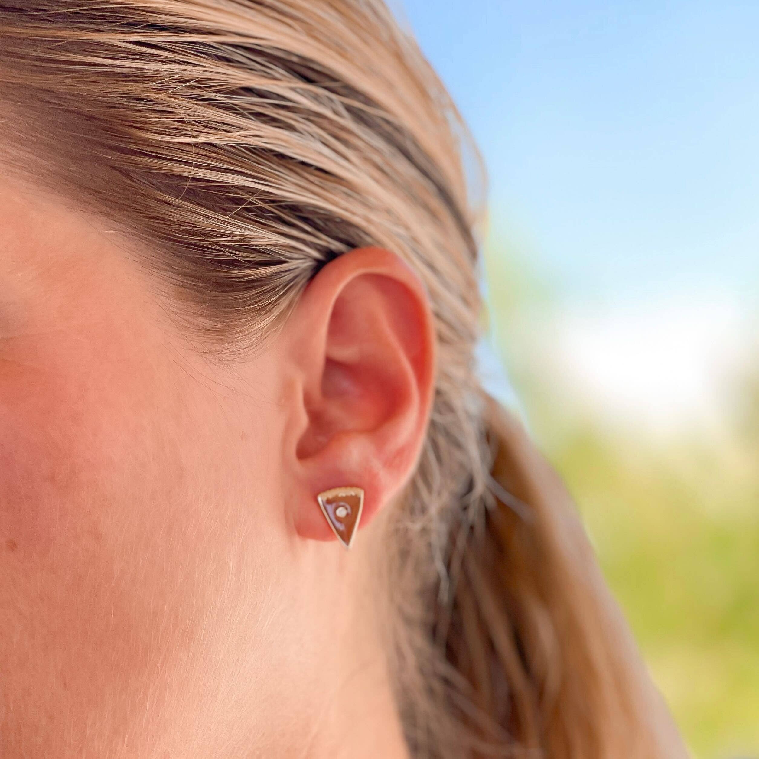 Pumpkin Pie Slice Enamel Stud Earrings