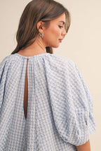 GINGHAM ROMPER: BABY BLUE