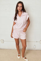 Gingham Zip Up Top Short Set