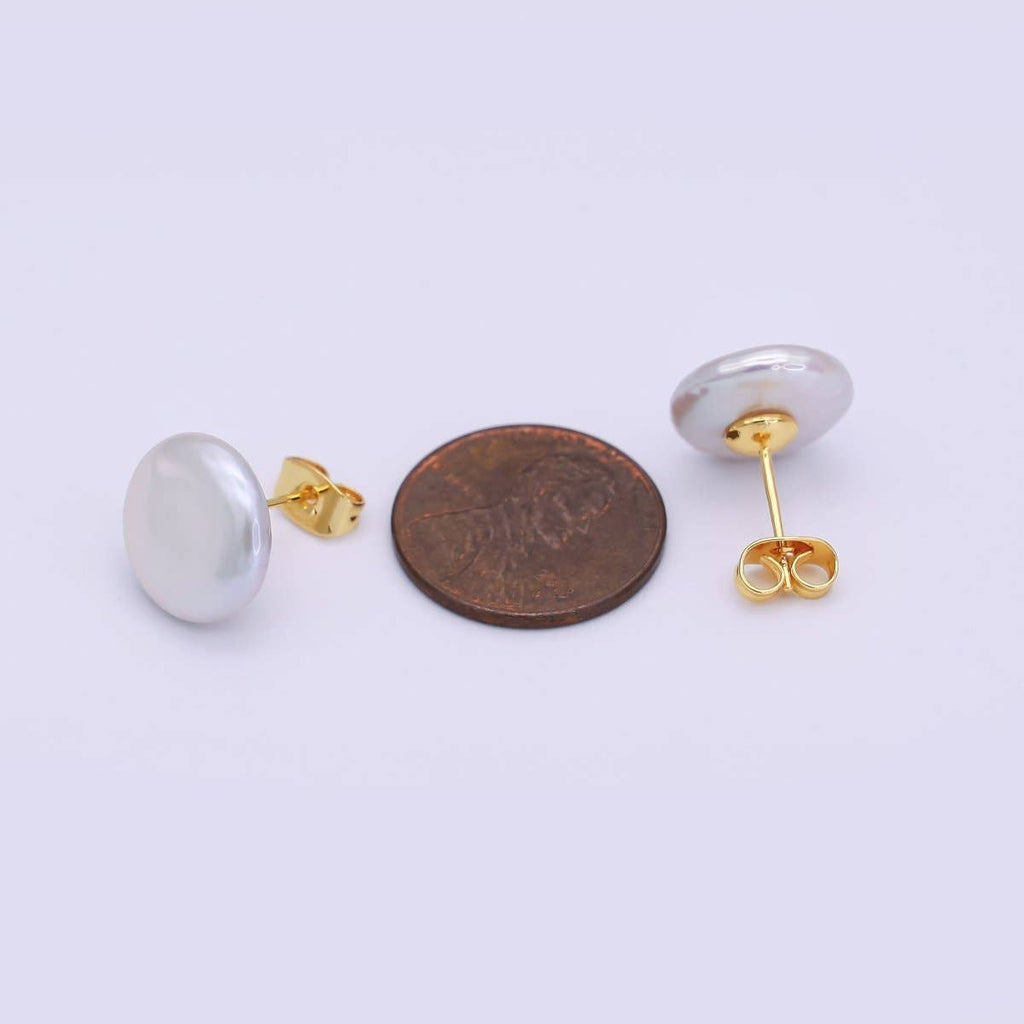 24K Gold Filled Pearl Round Studs